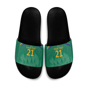 South Africa Cricket Custom Slide Sandals African King Proteas Green