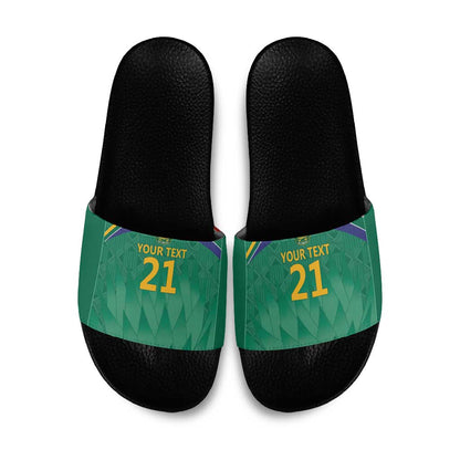 South Africa Cricket Custom Slide Sandals African King Proteas Green