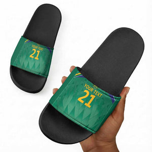 South Africa Cricket Custom Slide Sandals African King Proteas Green