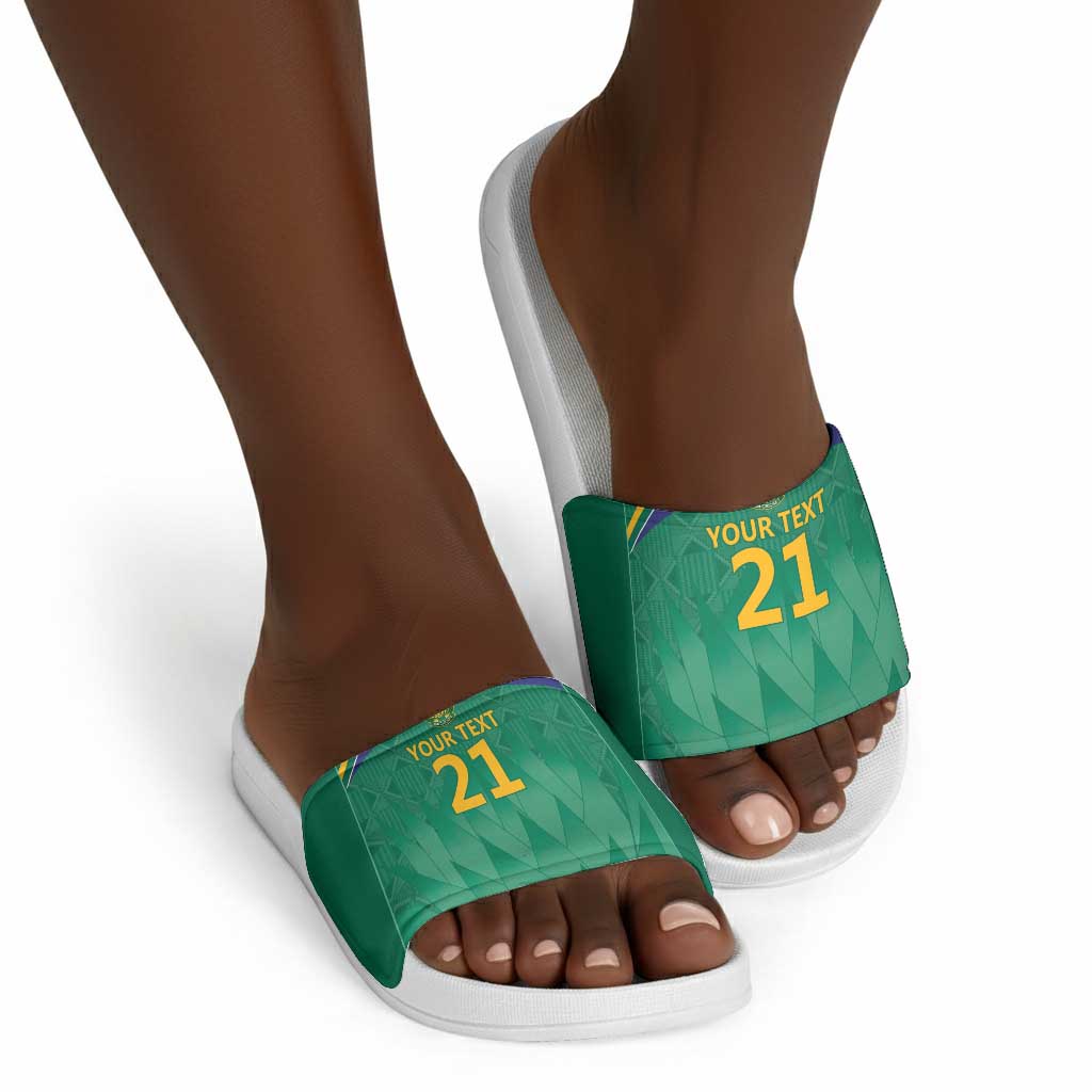 South Africa Cricket Custom Slide Sandals African King Proteas Green