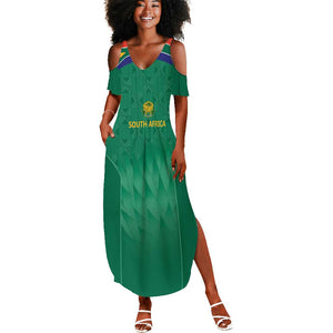 South Africa Cricket Custom Summer Maxi Dress African King Proteas Green