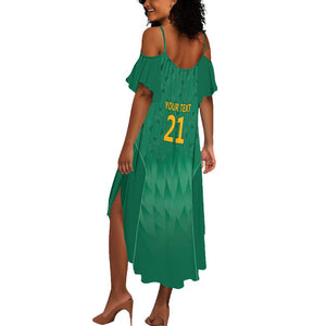 South Africa Cricket Custom Summer Maxi Dress African King Proteas Green