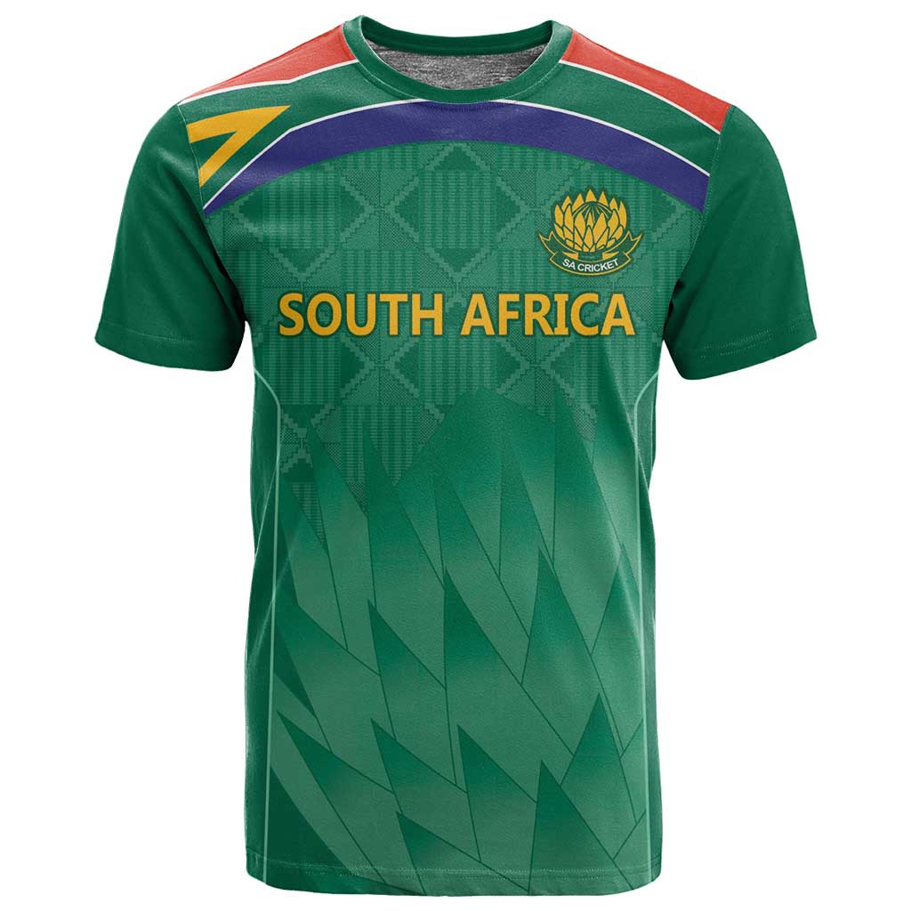 South Africa Cricket Custom T shirt African King Proteas Green