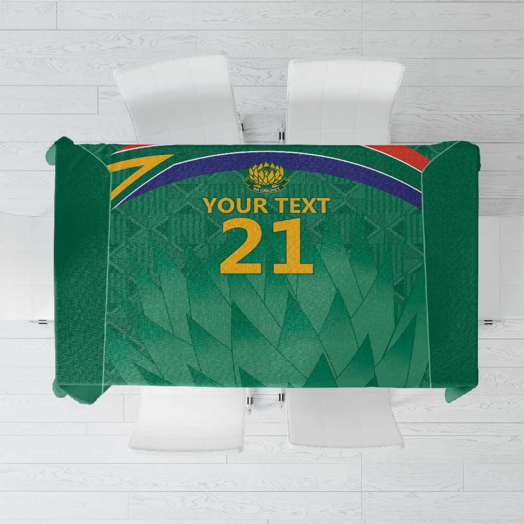 South Africa Cricket Custom Tablecloth African King Proteas Green