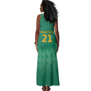 South Africa Cricket Custom Tank Maxi Dress African King Proteas Green