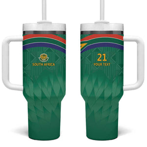 South Africa Cricket Custom Tumbler With Handle African King Proteas Green