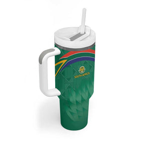 South Africa Cricket Custom Tumbler With Handle African King Proteas Green