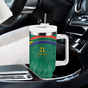 South Africa Cricket Custom Tumbler With Handle African King Proteas Green