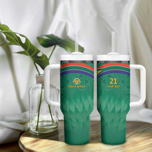 South Africa Cricket Custom Tumbler With Handle African King Proteas Green