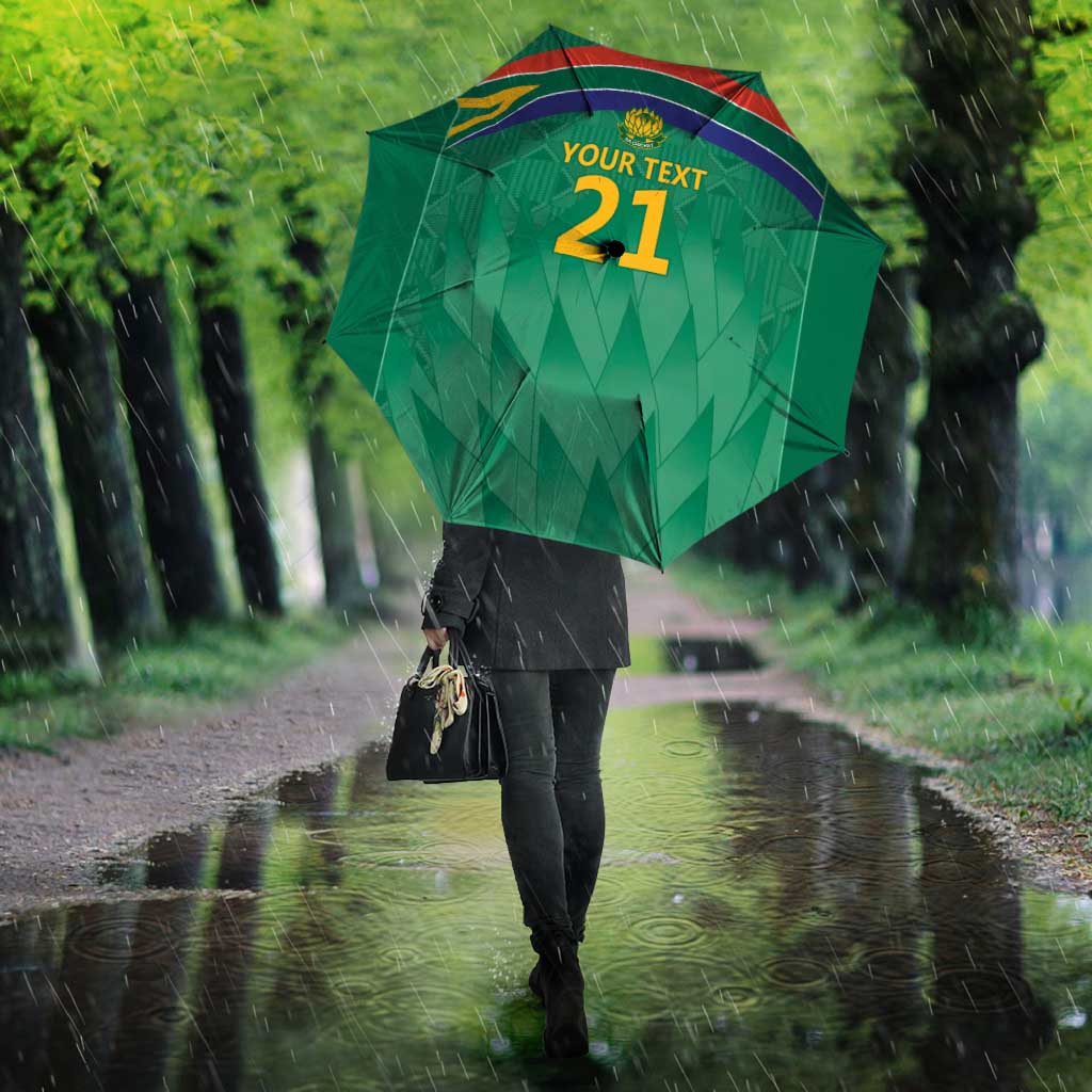 South Africa Cricket Custom Umbrella African King Proteas Green