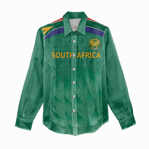 South Africa Cricket Custom Women Casual Shirt African King Proteas Green