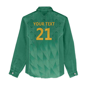 South Africa Cricket Custom Women Casual Shirt African King Proteas Green