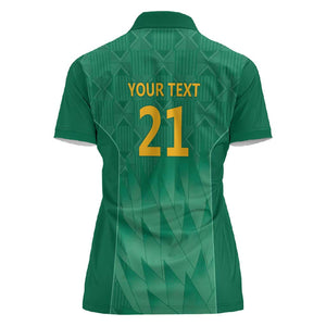 South Africa Cricket Custom Women Polo Shirt African King Proteas Green