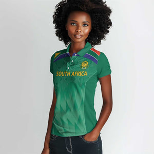 South Africa Cricket Custom Women Polo Shirt African King Proteas Green