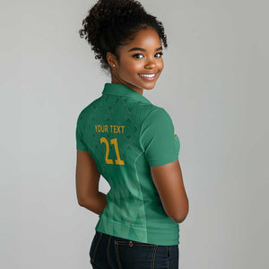 South Africa Cricket Custom Women Polo Shirt African King Proteas Green