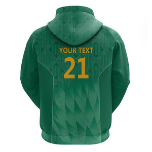 South Africa Cricket Custom Zip Hoodie African King Proteas Green