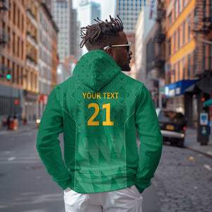 South Africa Cricket Custom Zip Hoodie African King Proteas Green