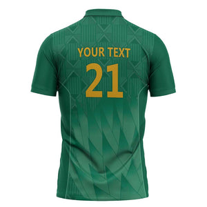 South Africa Cricket Custom Zipper Polo Shirt African King Proteas Green