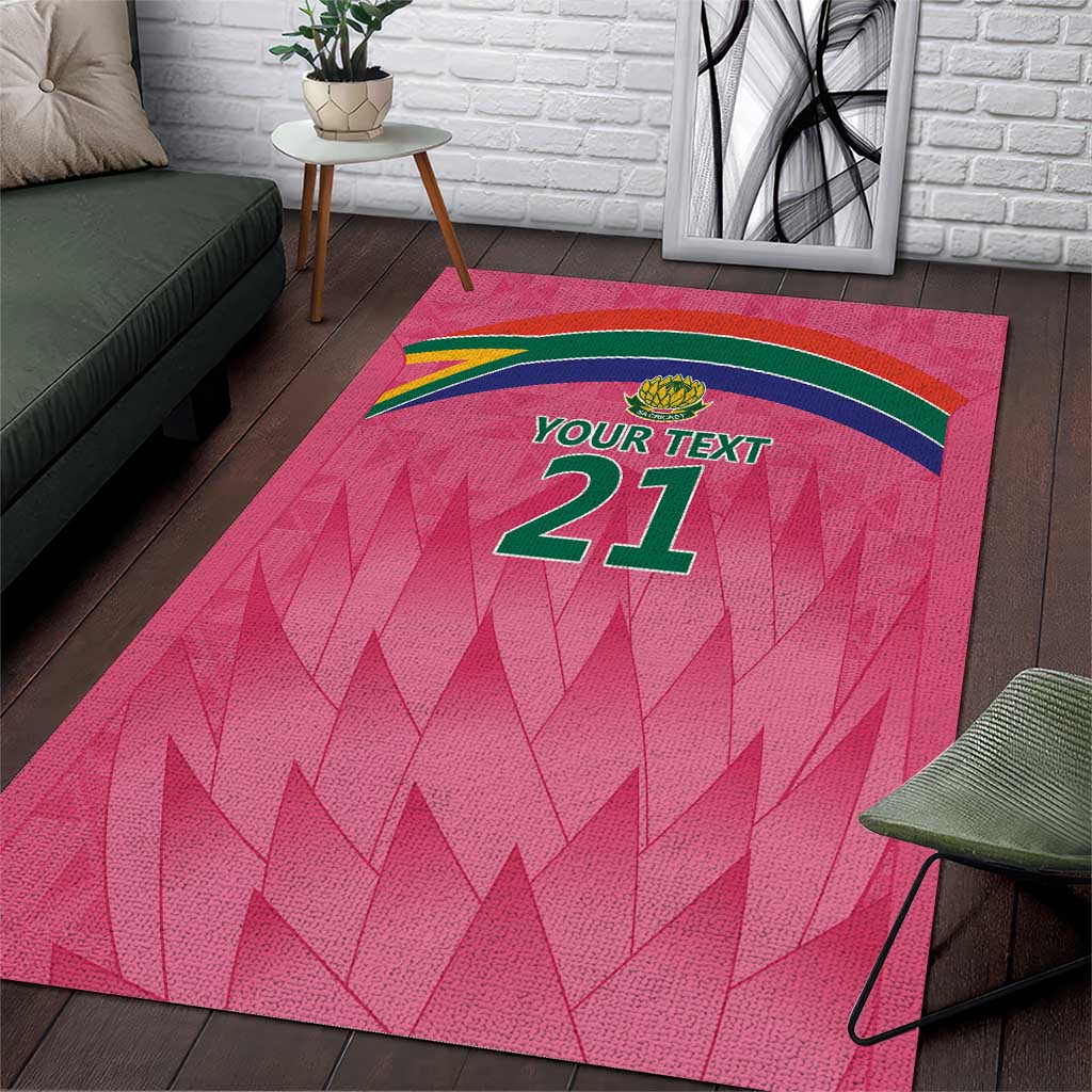 South Africa Cricket Custom Area Rug African King Proteas Pink