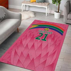 South Africa Cricket Custom Area Rug African King Proteas Pink