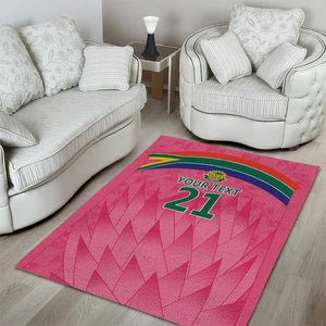 South Africa Cricket Custom Area Rug African King Proteas Pink