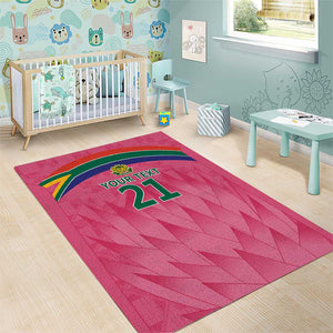 South Africa Cricket Custom Area Rug African King Proteas Pink