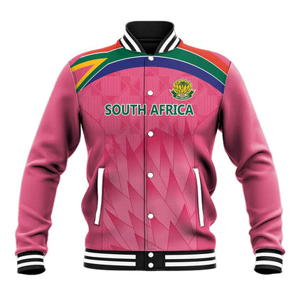 South Africa Cricket Custom Baseball Jacket African King Proteas Pink