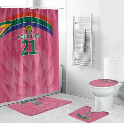 South Africa Cricket Custom Bathroom Set African King Proteas Pink
