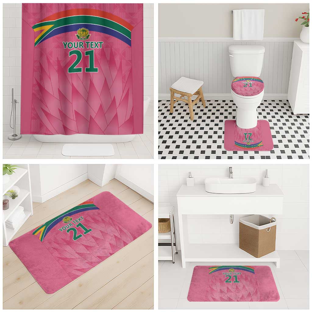 South Africa Cricket Custom Bathroom Set African King Proteas Pink