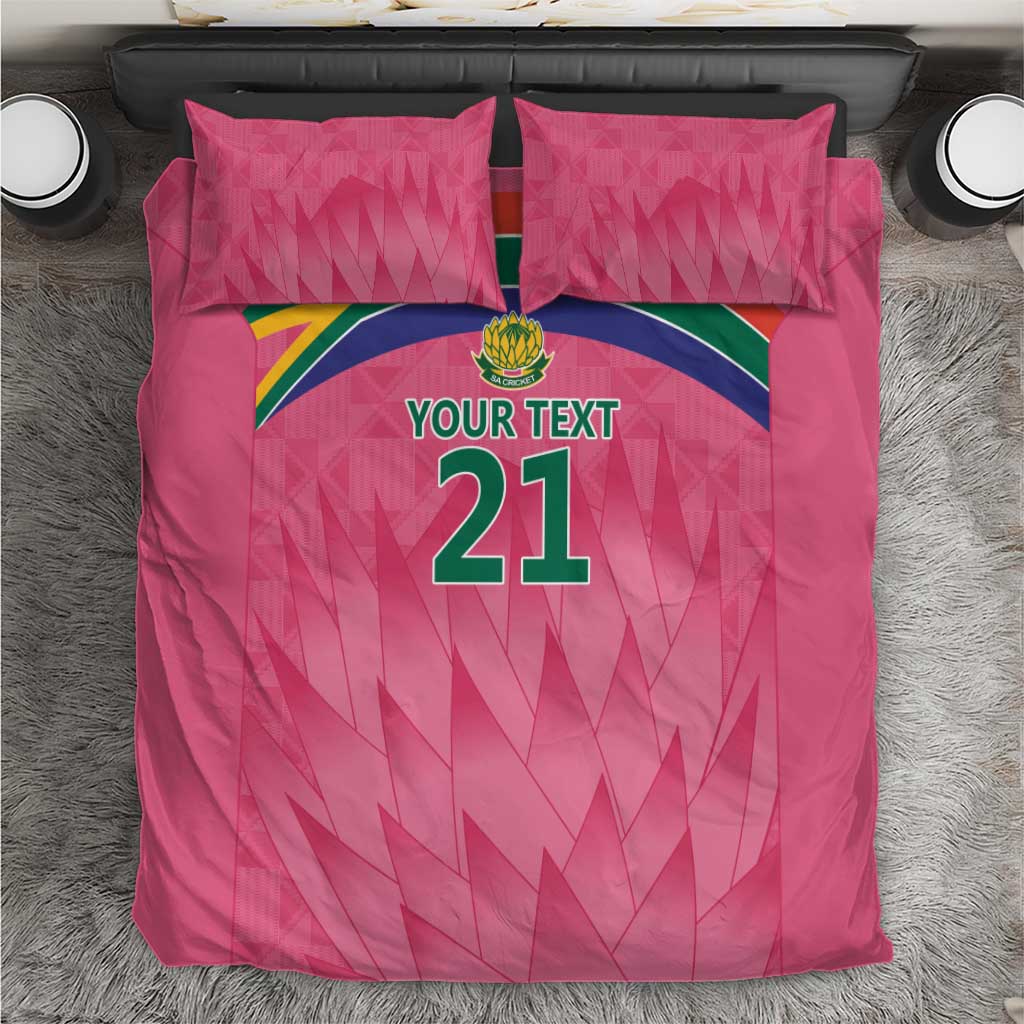 South Africa Cricket Custom Bedding Set African King Proteas Pink