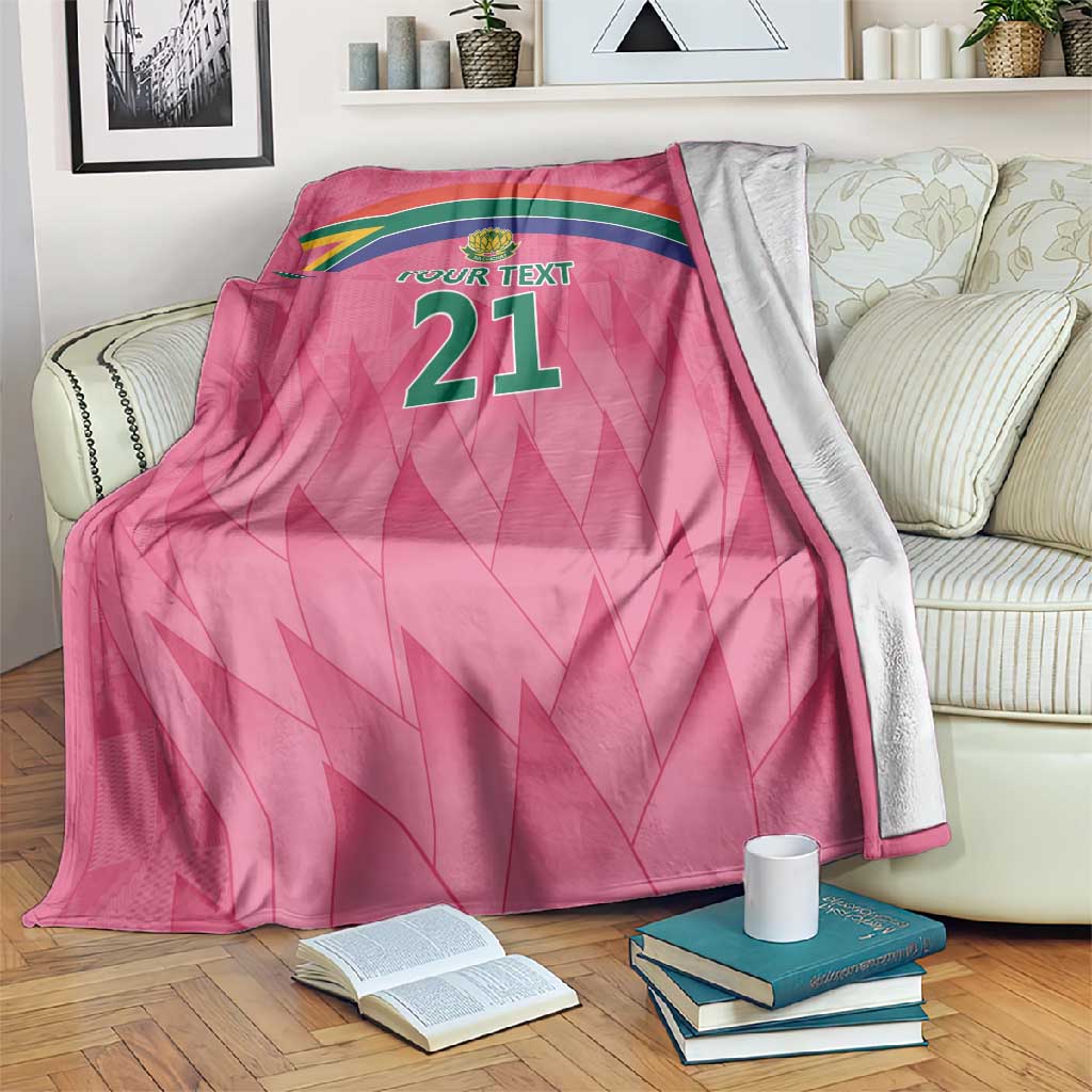 South Africa Cricket Custom Blanket African King Proteas Pink