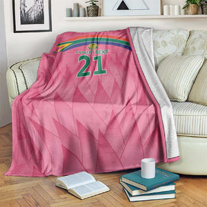 South Africa Cricket Custom Blanket African King Proteas Pink