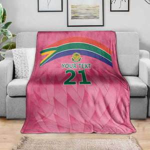 South Africa Cricket Custom Blanket African King Proteas Pink