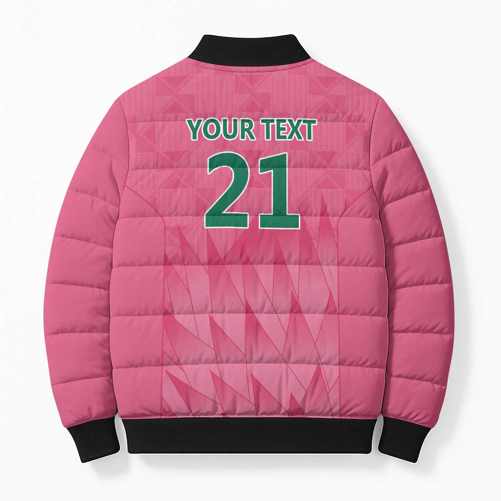 South Africa Cricket Custom Bomber Puffer Jacket African King Proteas Pink