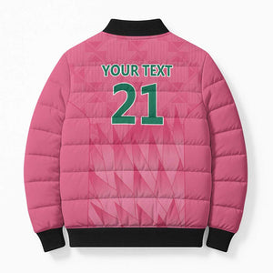 South Africa Cricket Custom Bomber Puffer Jacket African King Proteas Pink