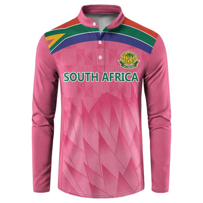 South Africa Cricket Custom Button Sweatshirt African King Proteas Pink