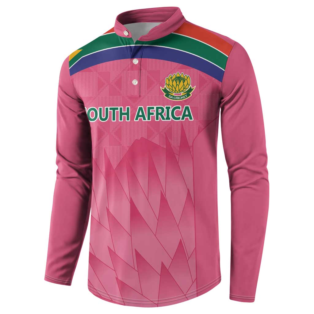 South Africa Cricket Custom Button Sweatshirt African King Proteas Pink