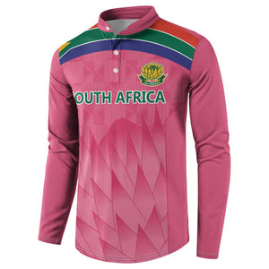 South Africa Cricket Custom Button Sweatshirt African King Proteas Pink