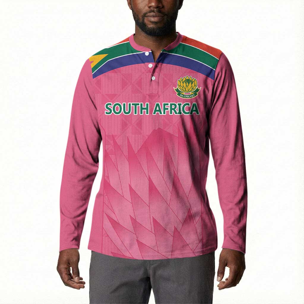South Africa Cricket Custom Button Sweatshirt African King Proteas Pink