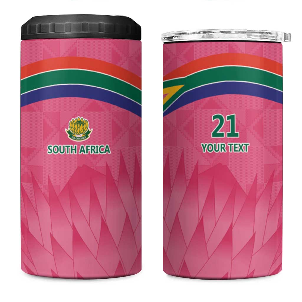 South Africa Cricket Custom 4 in 1 Can Cooler Tumbler African King Proteas Pink