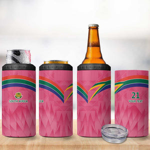 South Africa Cricket Custom 4 in 1 Can Cooler Tumbler African King Proteas Pink