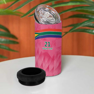 South Africa Cricket Custom 4 in 1 Can Cooler Tumbler African King Proteas Pink