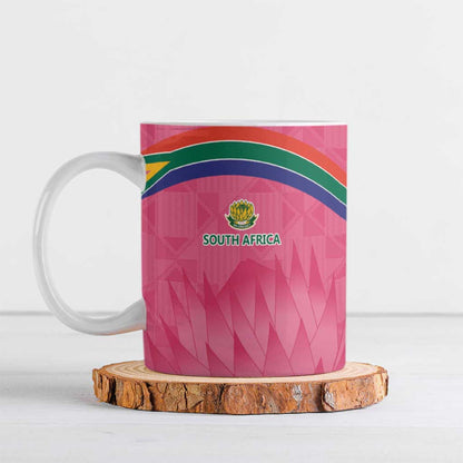 South Africa Cricket Custom Ceramic Mug African King Proteas Pink