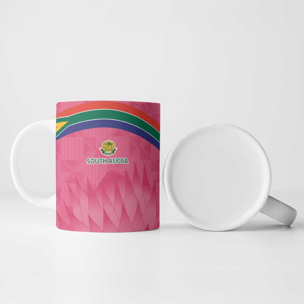 South Africa Cricket Custom Ceramic Mug African King Proteas Pink