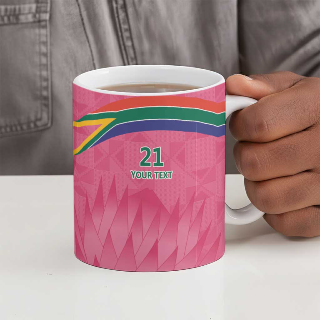 South Africa Cricket Custom Ceramic Mug African King Proteas Pink