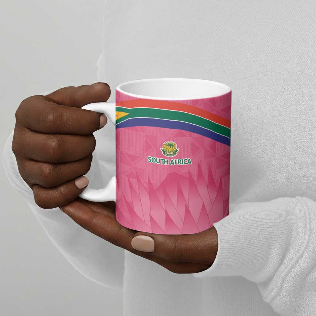 South Africa Cricket Custom Ceramic Mug African King Proteas Pink