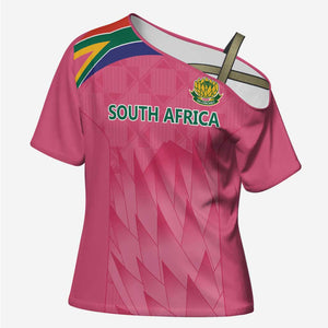 South Africa Cricket Custom Cross Shoulder Shirt African King Proteas Pink