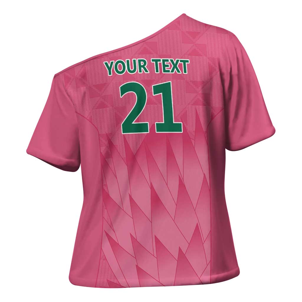 South Africa Cricket Custom Cross Shoulder Shirt African King Proteas Pink