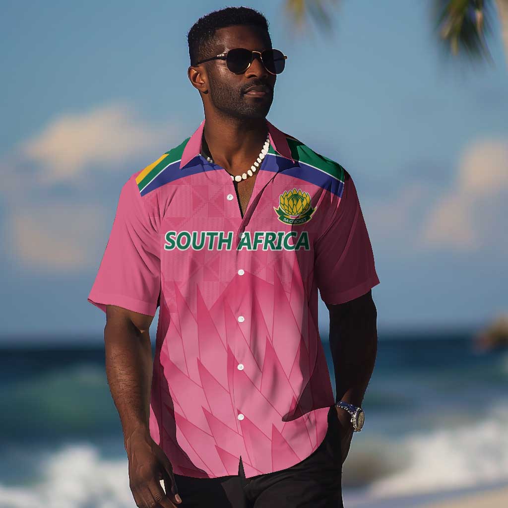 South Africa Cricket Custom Hawaiian Shirt African King Proteas Pink