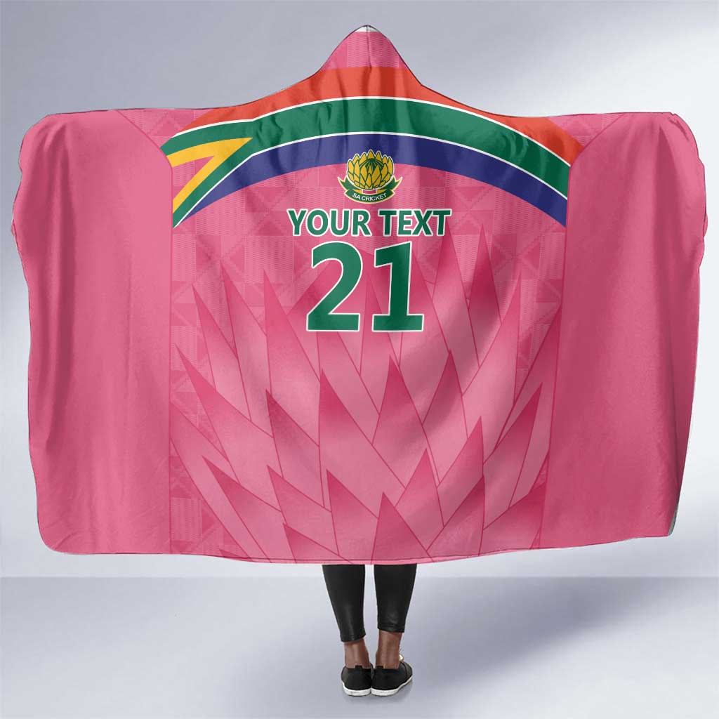 South Africa Cricket Custom Hooded Blanket African King Proteas Pink